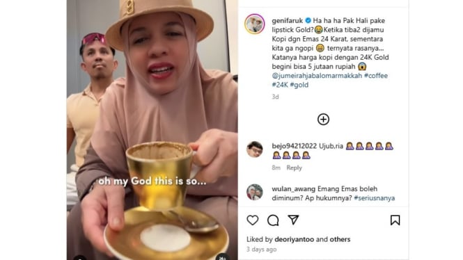 Momen Geni Faruk Minum Kopi Emas 24 Karat Rp5 Juta Per Gelas, Netizen Bereaksi: Ujub Ria!