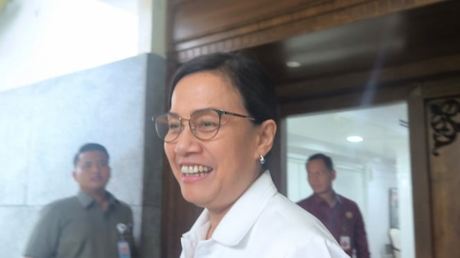 Menteri Keuangan (Menkeu), Sri Mulyani Di Kompleks Istana Kepresidenan, Jakarta Pusat, Rabu, 22 Januari 2025