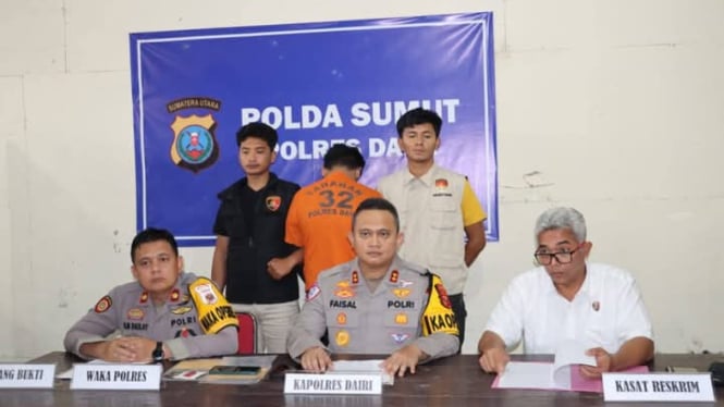 Kapolres Dairi, AKBP Faisal Andri Pratomo saat memberikan keterangan pers.(dok Polres Dairi)