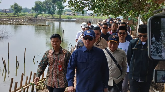 Menteri Agraria Dan Tata Ruang/ Kepala Bpn Nusron Wahid Saat Tiba Di Desa Kohod, Kecamatan Pakuhaji, Kabupaten Tangerang