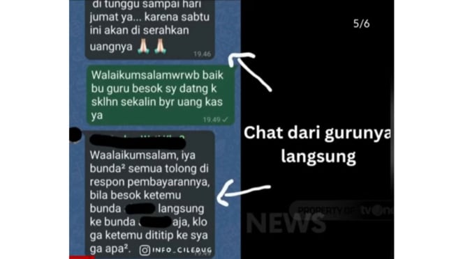 Tangkapan layar diduga guru dan wali murid