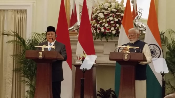 Presiden Prabowo bersama PM India, Narendra Modi di New Delhi