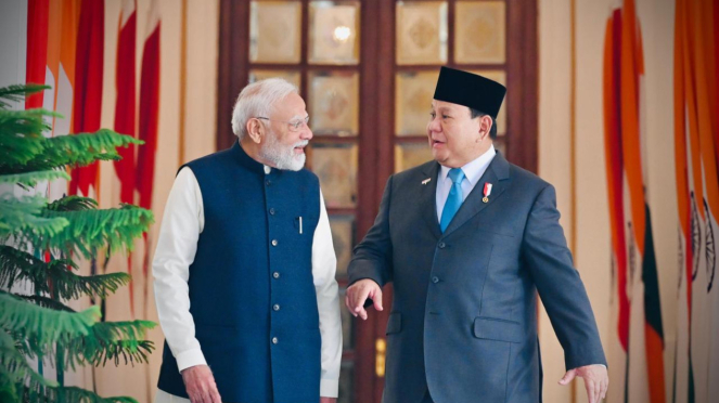 Presiden Republik Indonesia, Prabowo Subianto, melakukan pertemuan bilateral dengan Perdana Menteri India, Narendra Modi