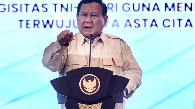 Presiden Ri Prabowo Subianto Dalam Acara Rapim Tni -Polri Tahun 2025 (Sumber Foto: Cahyo - Biro Pers Sekretariat Presiden)