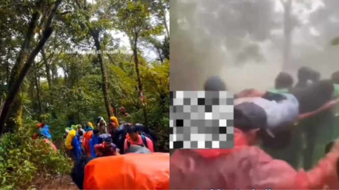 Viral Pendaki dengan Berat Badan 100 Kg Jatuh di Gunung Lawu, Digotong 20 Relawan Bergantian