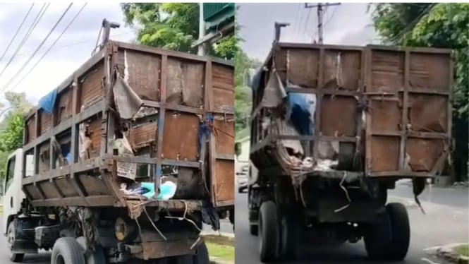 Baknya Bolong-bolong, Potret Truk Sampah di Bandar Lampung yang Memprihatinkan