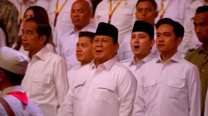 Presiden Prabowo Subianto Hadir Bersama Wapres Gibran Dan Jokowi