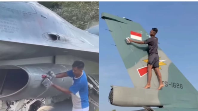 Video Viral Tni au Cuci Jet Tempur F16 Secara Manual