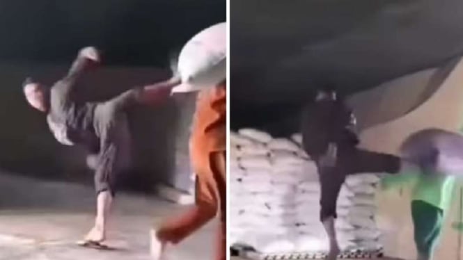 Viral Aksi Pria Layangkan Tendang Kungfu ke Kuli Panggul di Jambi, Dikecam Warganet