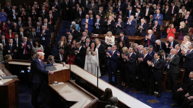 El presidente de los Estados Unidos, Donald Trump, durante un discurso en el Congreso