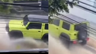 Suzuki Jimny Terjang Banjir Berarus Deras, Warganet Heboh!