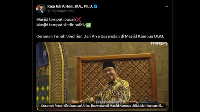 Menteri Kehutanan Raja Juli Protes Isi Ceramah Anies Baswedan