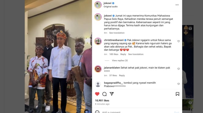 Kedian Jokowi Didatangi Mahasiswa Papua Solo Raya