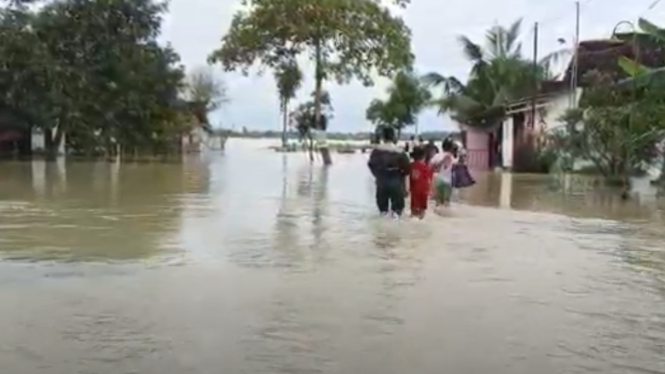 Tanggul Sungai Tuntang Jebol, Ratusan Rumah Terendam Banjir di Grobogan Jateng