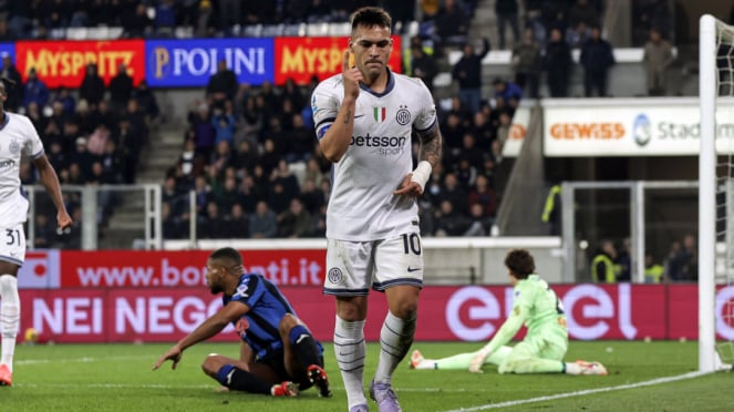 Pemain Inter Milan, Lautaro Martinez rayakan gol