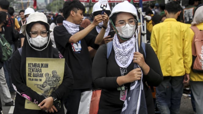 Aksi mahasiswa demo. (Foto ilustrasi).