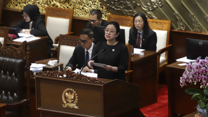 Ketua DPR Puan Maharani saat rapat paripurna.
