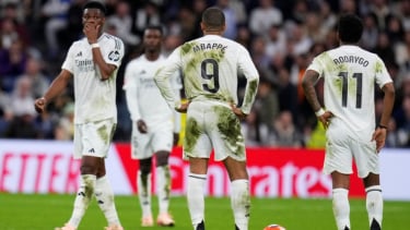 Pemain Real Madrid saat melawan Valencia