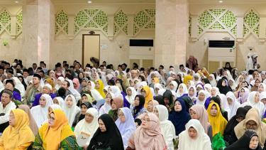 Proses bimsik jamaah calon haji Kabupaten Tangerang di Masjid Agung Al-Amjad, Tigaraksa, Tangerang