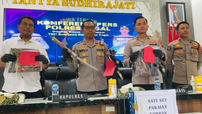 Polres Tegal merilis kasus pembunuhan wanita oleh sepupunya
