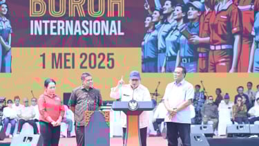 Presiden RI Prabowo Subianto di peringatan Hari Buruh Internasional