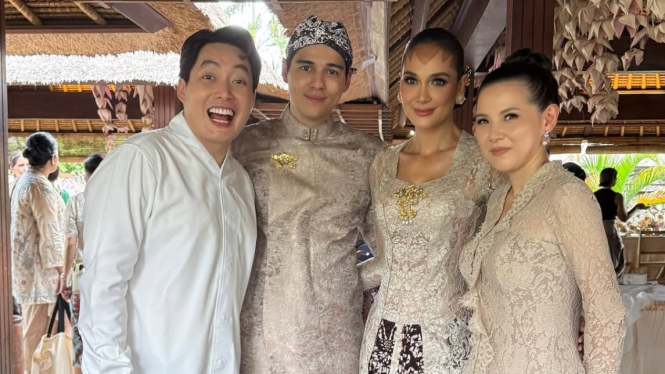 Edric Tjandra, Maxime Bouttier, Luna Maya dan istri Edric (kiri ke kanan).