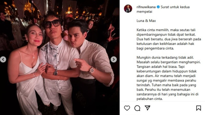 Teuku Rifnu Wikana di acara pernikahan Luna Maya