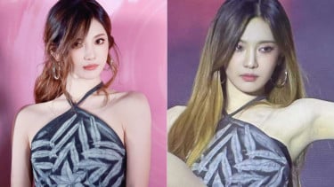 Ningning aespa dengan warna rambut cokelat