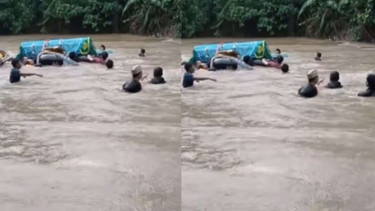Warga bopong jenazah lewati arus sungai