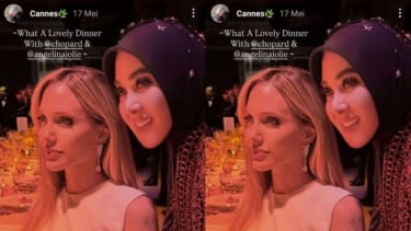 Syahrini foto bareng Angelina Jolie