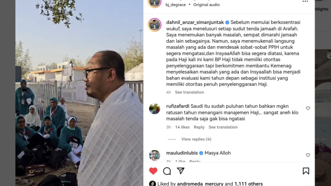Wakil Kepala BP Haji Dahnil Anzar Simanjuntak Temukan Jemaah Kelaparan di Arafah