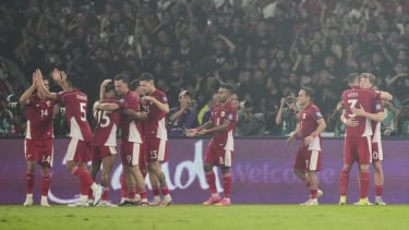 Pemain Timnas Indonesia rayakan gol Ole Romeny