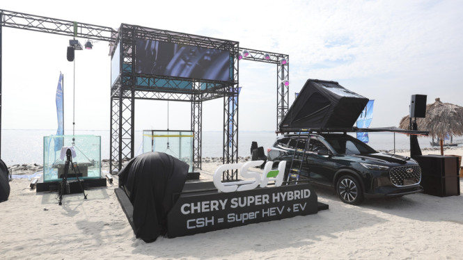 Pengujian baterai Chery Tiggo 8 CSH direndam air laut