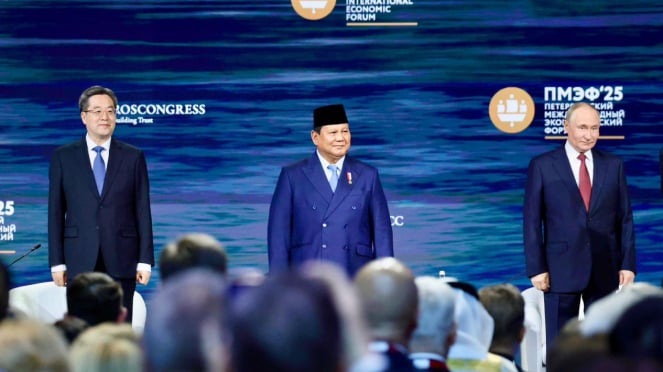 El presidente Prabowo Subation puede Peterble International Econlex (San Petersburgo, en San Petersburgo, en 2025.