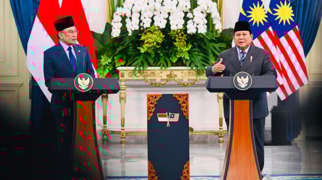 El primer ministro de Praboiano y el ministro de Malasia, Anwar Hetram, Central Yakarta, en el Palacio del Primer Ministro de Malasia.