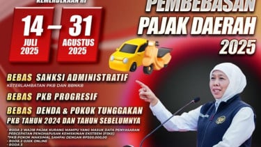 Poster pemutihan pajak oleh Gubernur Jatim Khofifah Indar Parawansa