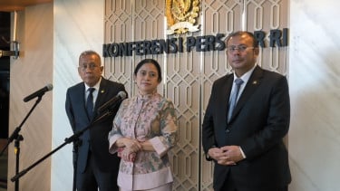 Presidente del Parlamento Indonesio Puan Maharani en el Complejo del Parlamento del Ejército Central de Yakarta 