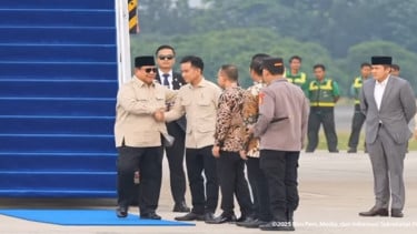 Presiden Prabowo Subianto tiba di Lanud Halim Perdanakusuma Jakarta