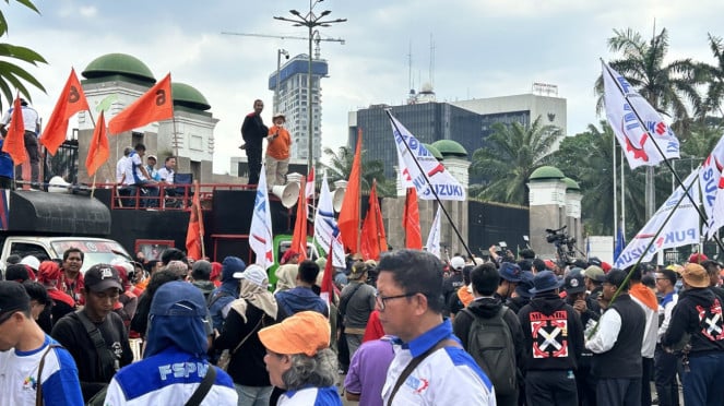 Demostración laboral en el parlamento indonesio