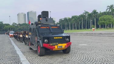 Fotos de soldados de patrulla a gran escala Polda Metro Jaya