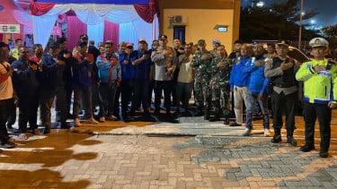 La policía de Port Port Tanzong Priok y las rangos han tenido una gran patrulla