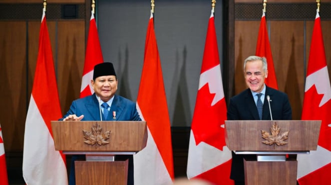 Prabowo Canada Primo Ministro (PM) ha fatto un comunicato stampa con Mark Carney