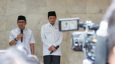 Menko Pemberdayaan Masyarakat Muhaimin Iskandar alias Cak Imin dan Menag Nasaruddin Umar 