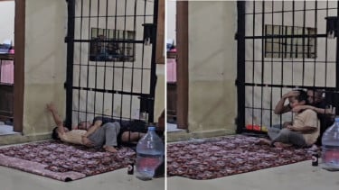 Seorang tahanan tidur bareng anaknya terhalang sel tahanan